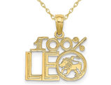 10K Yellow Gold 100% LEO Charm Astrology Pendant Necklace with Chain